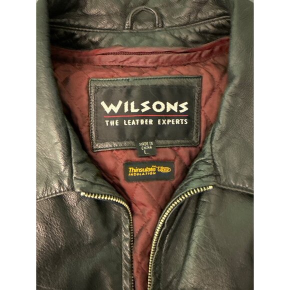 Wilsons Leather Black Jacket Thinsulate Ultra Insulation Quilted Lining Full Zip - Picture 5 of 9